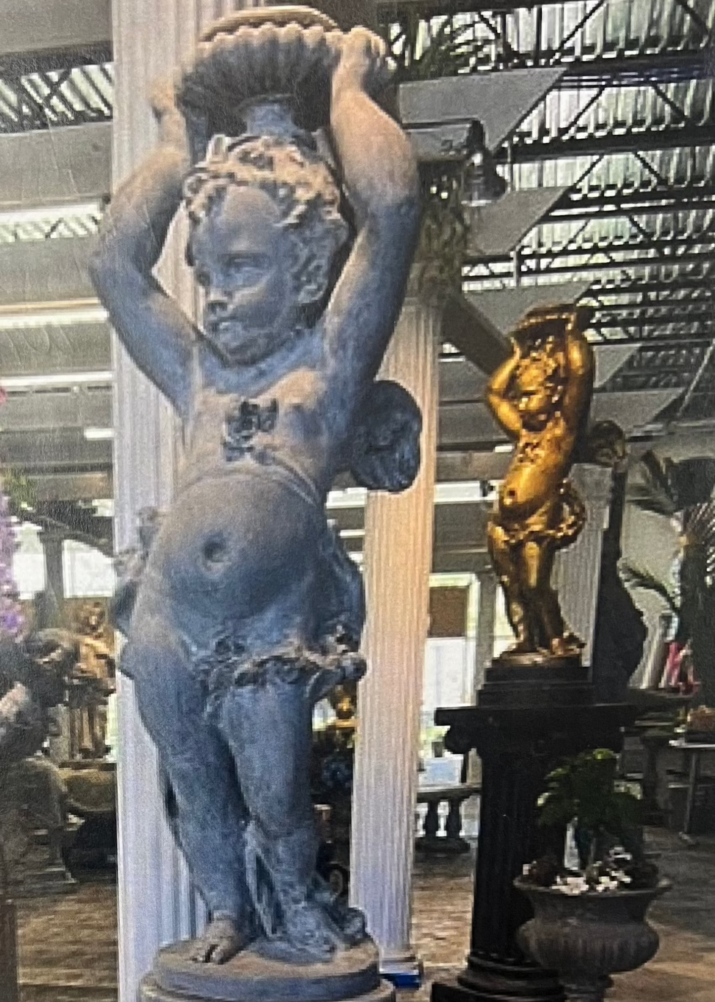 Cherub Arms Up With Urn