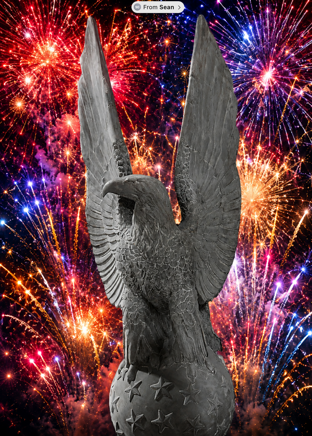 Eagle on  Star Ball Left Facing