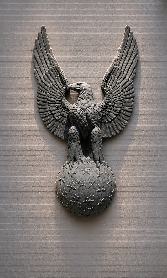 Eagle on Star Ball Plaque (Flat Back) Left Facing